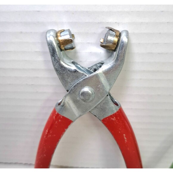 Lot of 3 Vtg Handheld 1/8" Grommet Setter Eyelet Pliers Red Blue Green Crafts - Picture 3 of 5